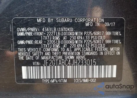 2018 Subaru Crosstrek 2.0I Premium из США, поврежденный, VIN JF2GTABC4JH233015